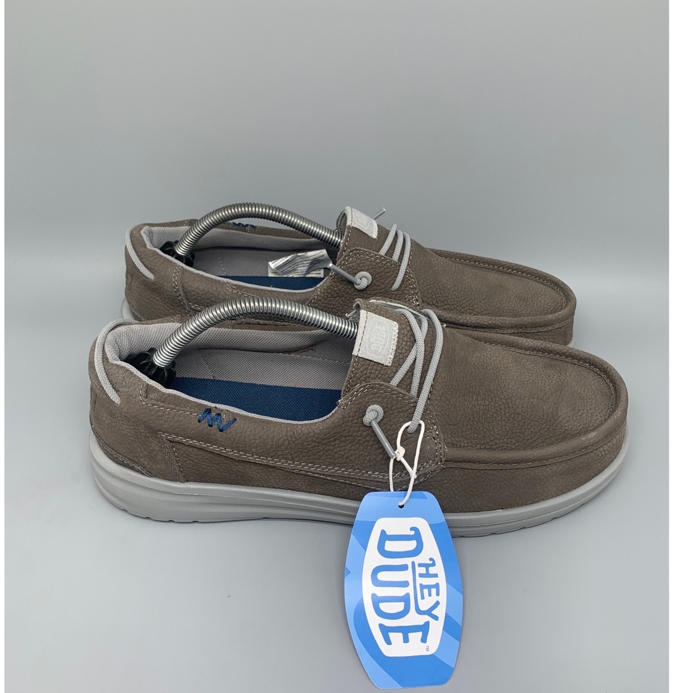 Hey Dude Welsh Grip Craft Leather Grey Slip-on Shoes 44172-030 Men's Sz 11 NWT